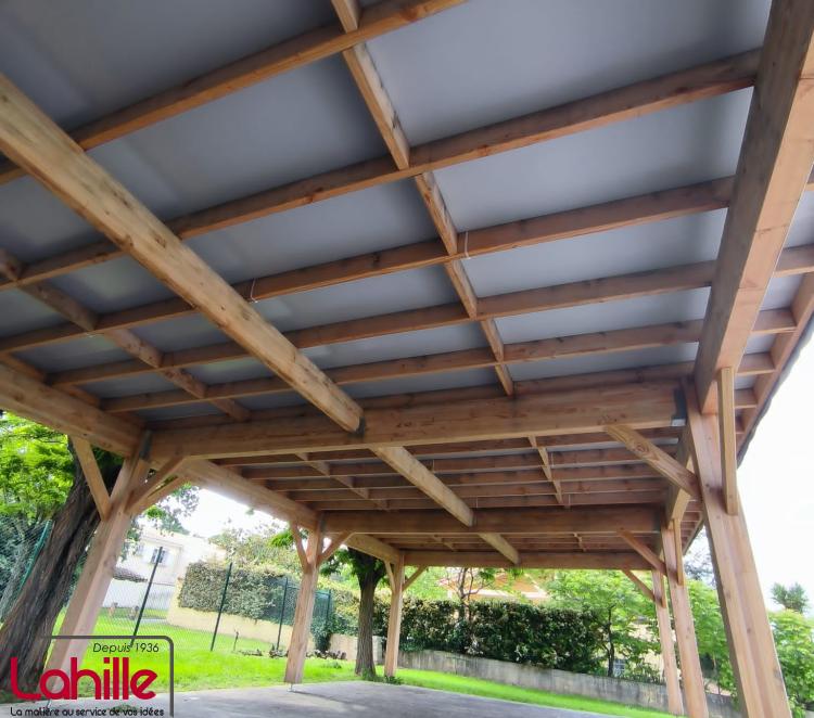 Couverture pergola bois mairie de Castanet étanche